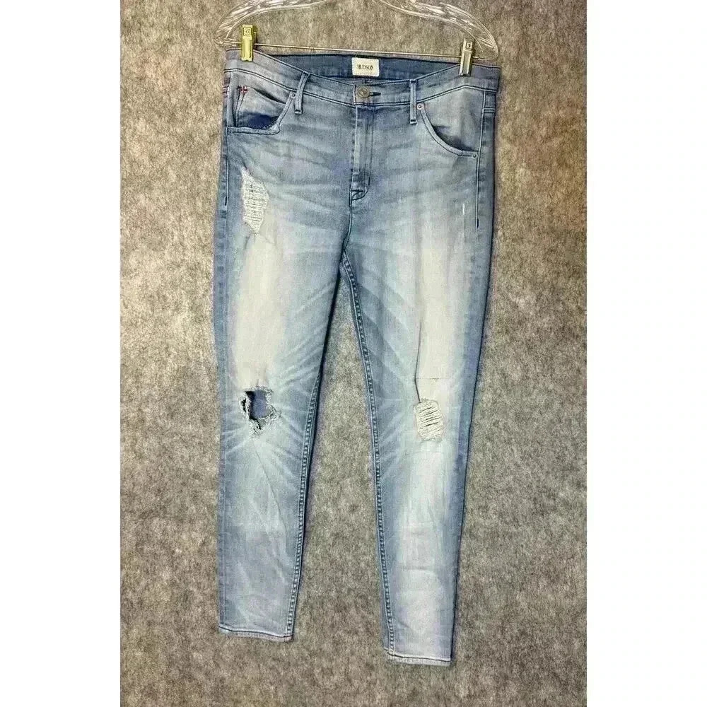 Hudson Distressed Mid Rise Lilly Ankle Skinny Jeans - Size 31